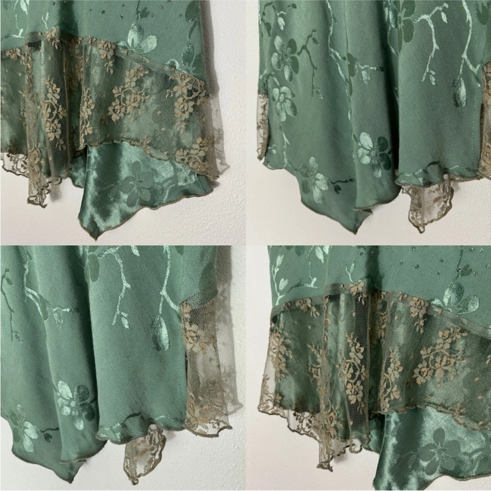 Vintage Spencer Alexis muted blue embossed w/ lace top and maxi skirt set size 6 - Picture 5 of 16